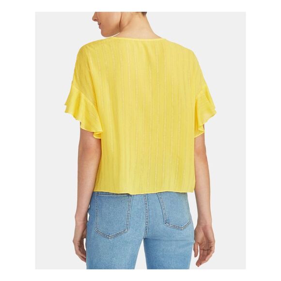 RACHEL ROY Womens Tie Front Short Sleeve V Neck Top - Picture 2 of 2